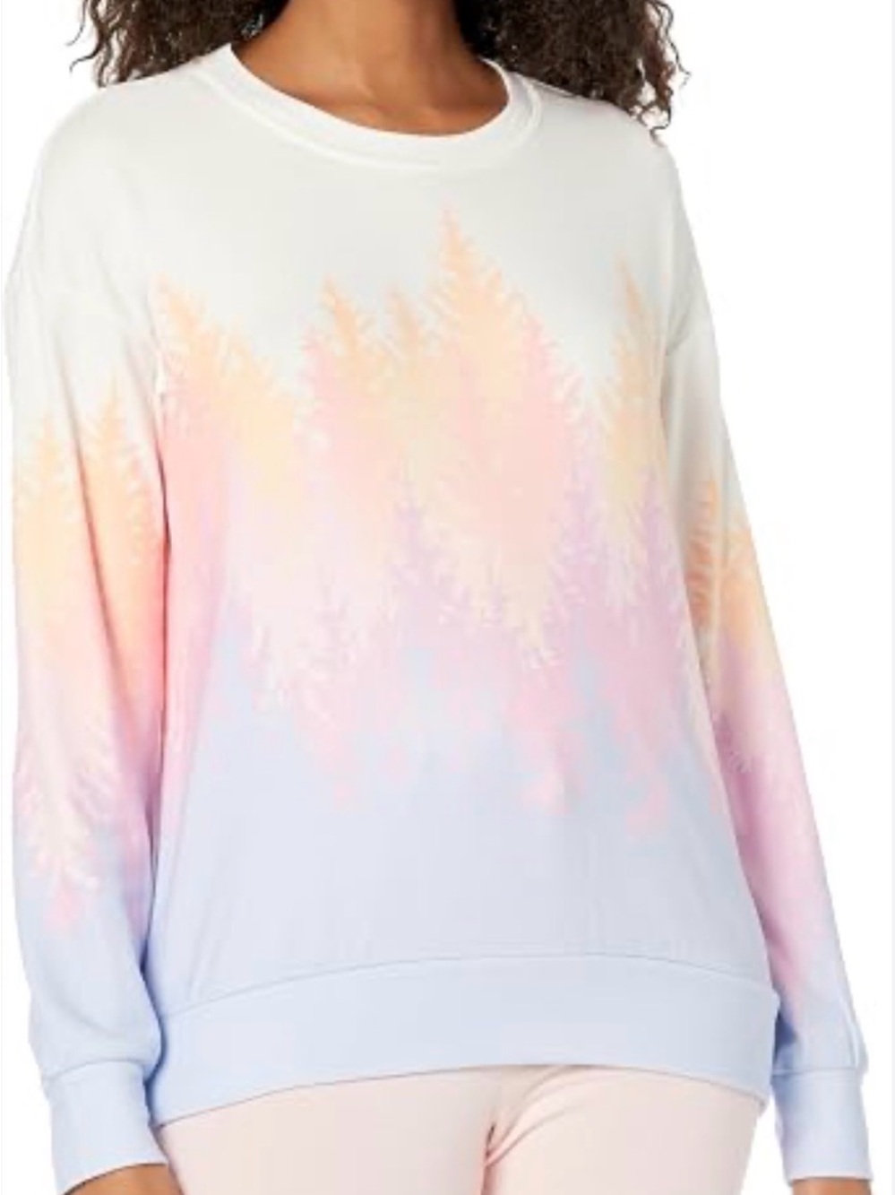 PJ Salvage White Crewneck with Pastel Rainbow Trim